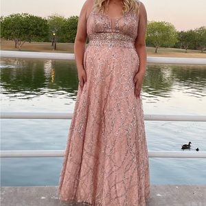 Beautiful gold and pink prom dress. Prom Time!!!!